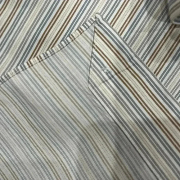 [17]Ermenegildo Zegna Rossini  Regular Brown/ Blue Pinstripes Dress Shirt - Picture 5 of 12